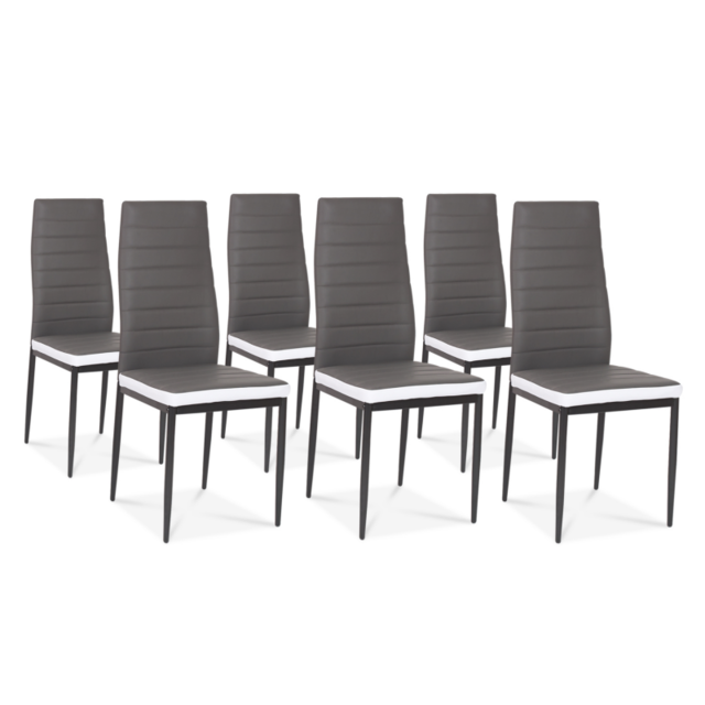 Idmarket - Lot de 6 chaises ROMANE grises bandeau blanc pour salle à manger - Chaises