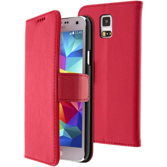 Avizar - Étui Galaxy S5 avec coque interne en silicone gel sur mesure - Rouge Avizar   - Coque Galaxy S5 Coque, étui smartphone