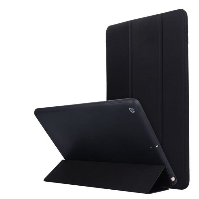 marque generique - Coque en silicone + PU triple pli avec support noir pour votre Apple iPad Mini (2019) 7.9 pouces marque generique  - Accessoire Tablette