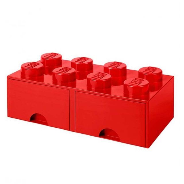 Lego - Brique de Rangement Empilable avec Tiroir 8 plots LEGO® Rouge - Lego