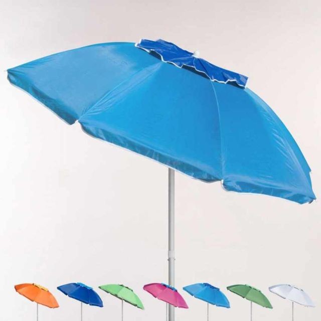 Beachline - Parasol de plage 200 cm aluminium anti-vent protection uv Corsica, Couleur: Turquoise - Parasols