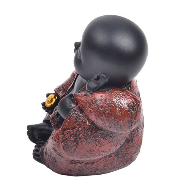 marque generique - Résine chinoise artisanat Statue de Bouddha mignonne figurine moine voiture ornements rouge marque generique  - Sculpture resine