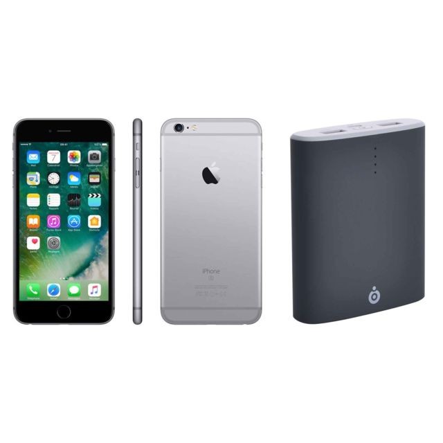 Apple - iPhone 6S - 64 Go - Gris Sidéral - Reconditionné + Powerbank 10000 mAh - Gris - Charge Rapide - Iphone se 64go
