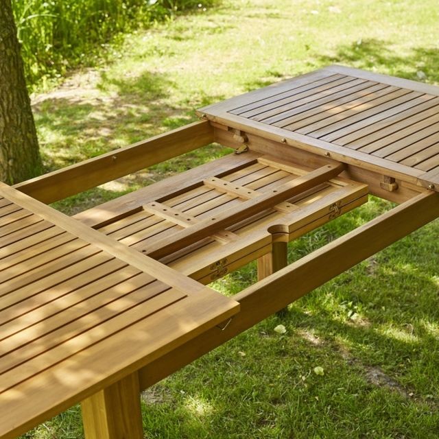 Ensembles tables et chaises Table de jardin en bois d'acacia FSC avec rallonge 6 à 8 places