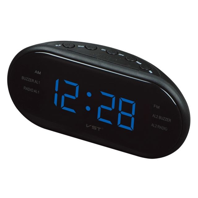 marque generique horloge à affichage numérique led am fm radio-réveil avec double alarme eu bleu