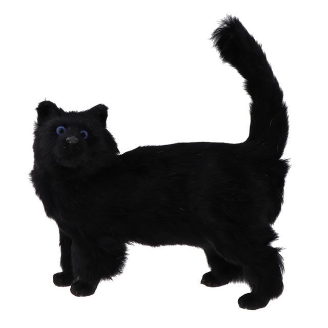 marque generique - Chat réaliste chat modèle fourrure Pet Home Decor enfants jouet cadeaux noir marque generique  - Peluches Chat Peluches