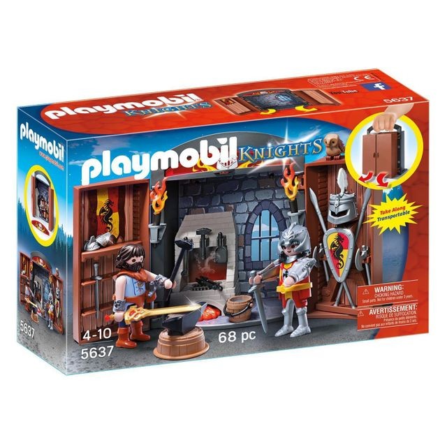 Playmobil - PLAYMOBIL 5637 Chevaliers - Coffre Chevalier et forgeron Playmobil  - Cadeau pour bébé - 1 an Jeux & Jouets