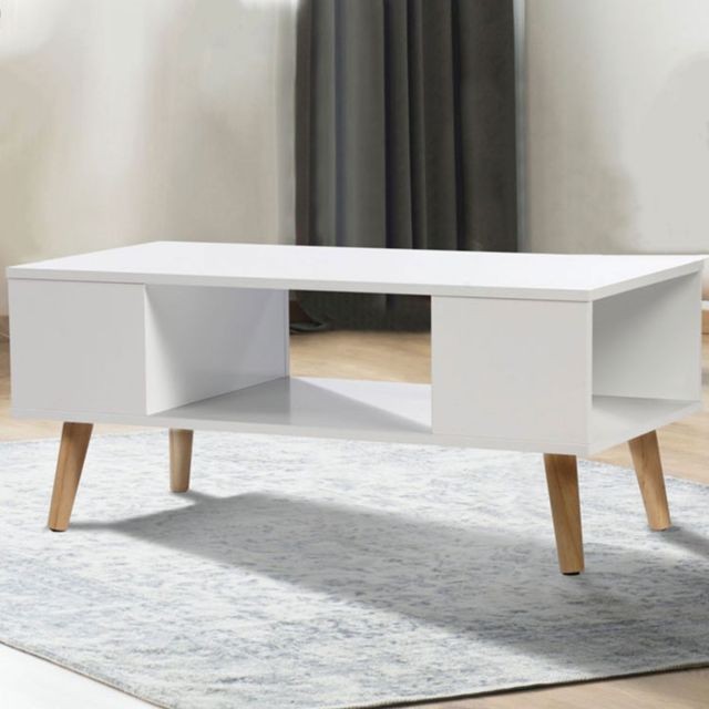 Idmarket -Table basse EFFIE scandinave bois blanc Idmarket  - Tables d'appoint