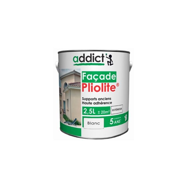 Addict - Peinture Mat pour façade à base de résine Pliolite 2,5 L - Blanc - ADD111925 - Addict Addict   - Peinture extérieure Addict