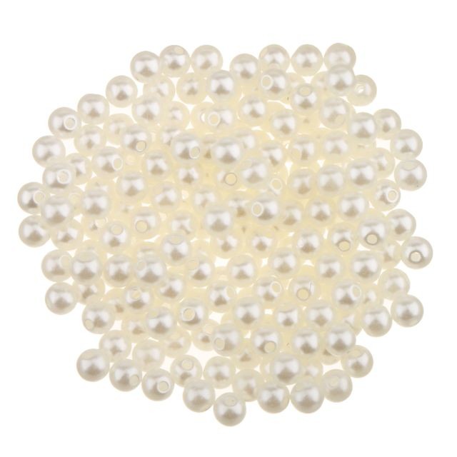 marque generique - 200pcs imitation perle perle lâche entretoise avec petit trou bricolage artisanat 6mm beige marque generique  - Entretoise