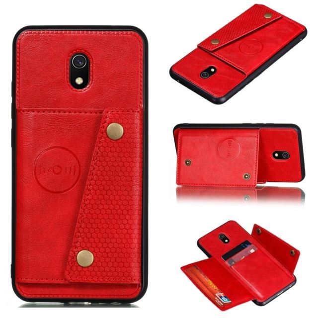 Wewoo - Coque Rigide Pour Xiaomi Redmi 8A Etui de protection magnétique antichoc en PU + TPU avec fentes cartes Rouge Wewoo  - Accessoire Smartphone