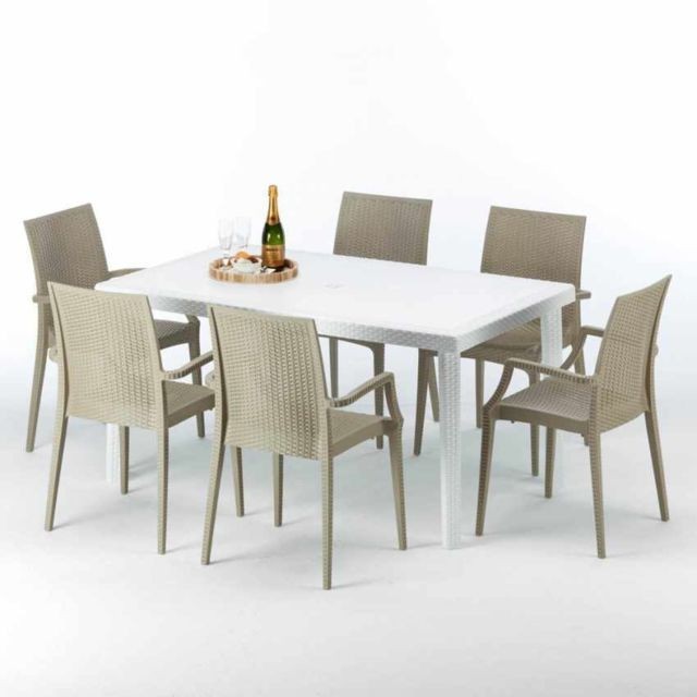 Grand Soleil - Table rectangulaire et 6 chaises colorée Grand Soleil  - Salon de Jardin Mobilier de jardin