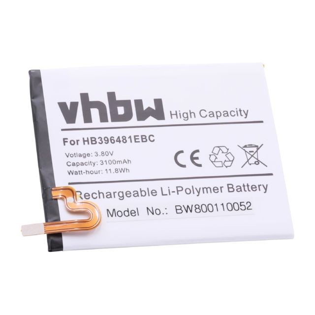 Vhbw - vhbw Li-Polymer batterie 3100mAh (3.8V) pour portable Smartphone téléphone Huawei Ascend G8 comme HB396481EBC. Vhbw  - Batterie téléphone