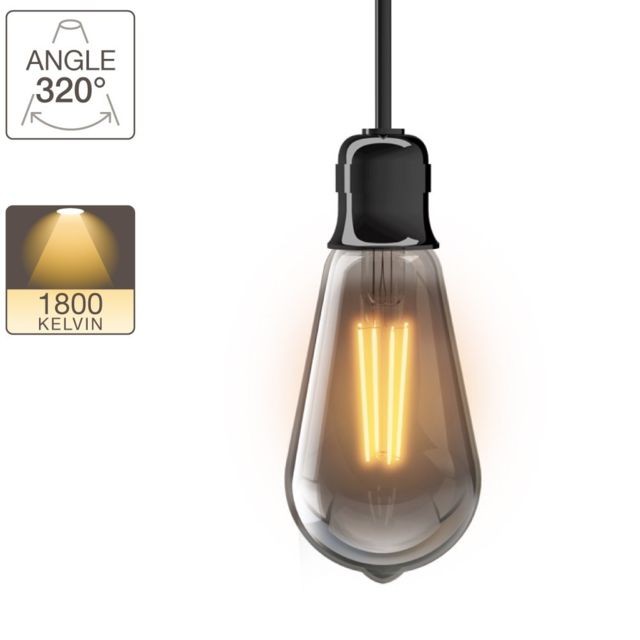 Xanlite - Ampoule LED (ST64) Edison / Vintage au verre fumé, culot E27, 4W cons. (23W eq.), 230 lumens, lumière blanc chaud - Xanlite