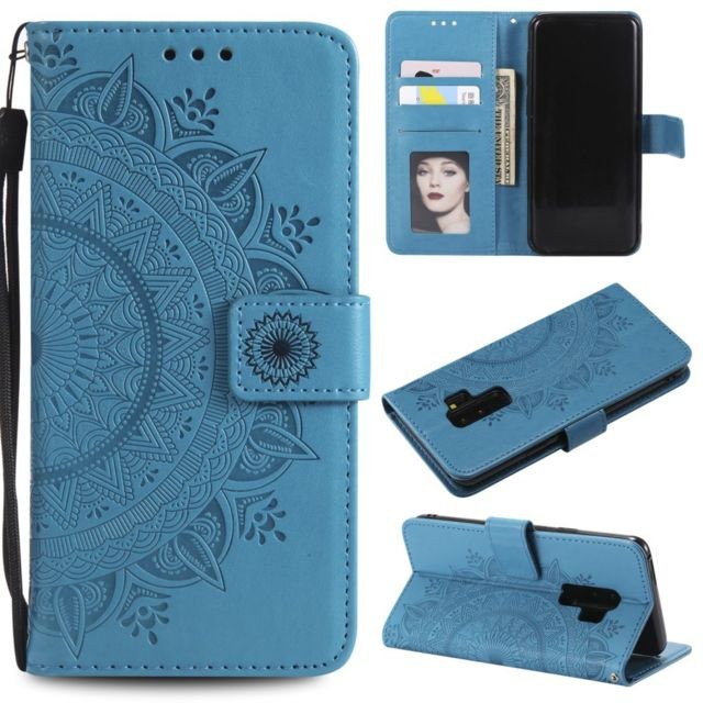 marque generique - Etui en PU fleur papillon bleu pour votre Samsung Galaxy S9 Plus SM-G965 marque generique  - Accessoire Smartphone