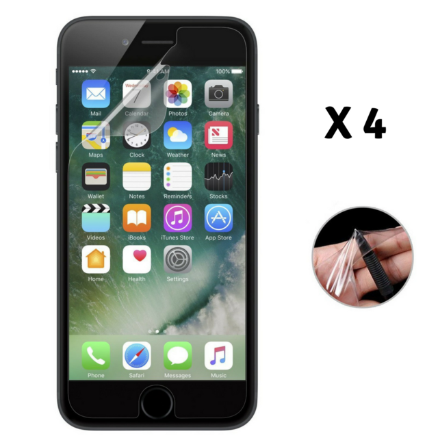 Phonillico - Lot de 4 Films Protection pour Apple iPhone 8 PLUS -  Protecteur Ecran en Plastique [Phonillico®] - Protection ecran iphone 4
