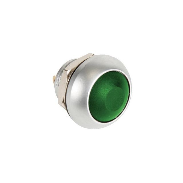 Perel - Poussoir métallique rond avec capuchon vert - 1p spst off-(on) Perel  - Accessoires Hifi Perel