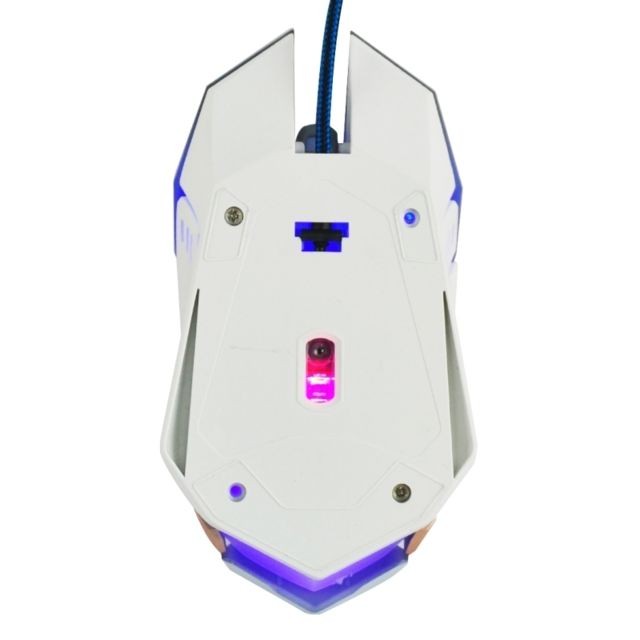 Wewoo Souris blanc pour ordinateur portable PC LED lumière colorée USB 6 boutons 3200 DPI filaire de jeu optique