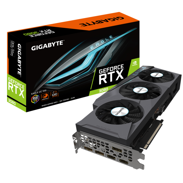 Gigabyte - GeForce RTX 3080 - EAGLE OC Triple Fan - 10Go - NVIDIA GeForce RTX Carte Graphique NVIDIA