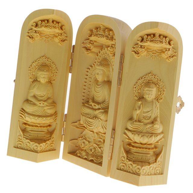 marque generique Statue de Bouddha sculpté casier boîte sculpture décoration en bois de buis style-2