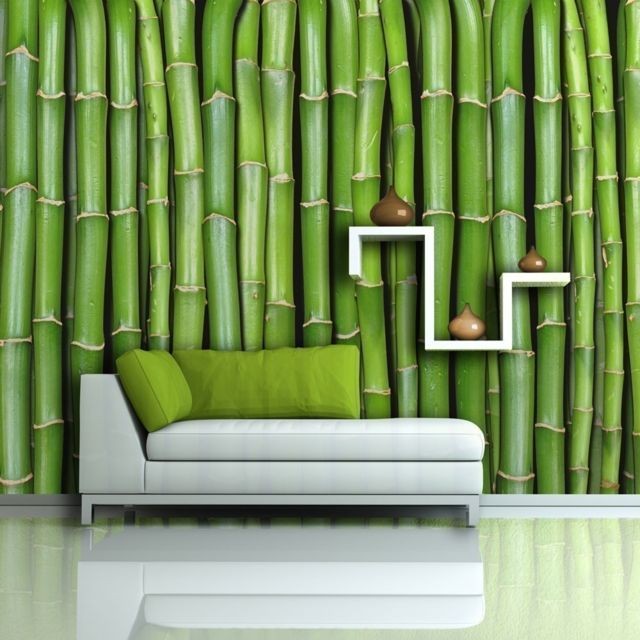 Artgeist - Papier peint - Mur vert bambou - Revêtement sol & mur