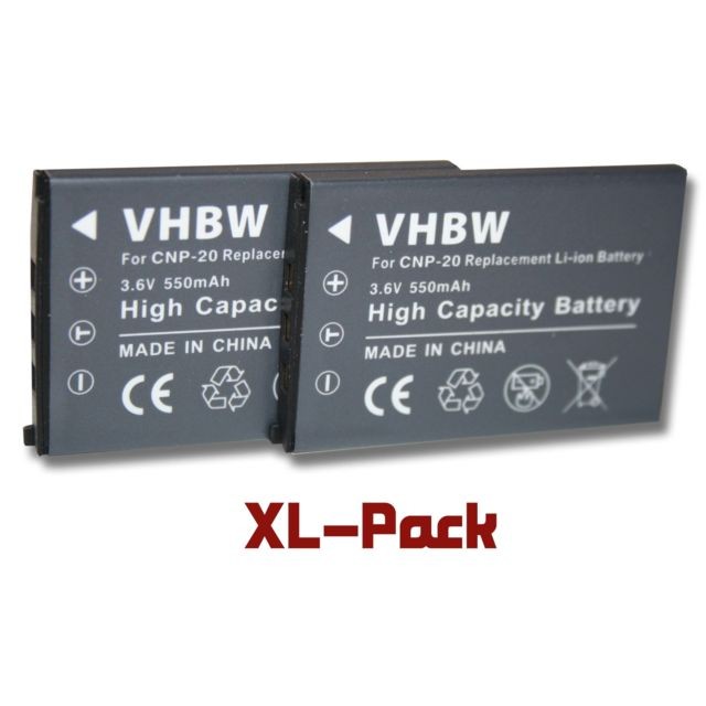 Vhbw - vhbw 2x batteries Li-Ion 550mAh (3.6V) de taille pour caméra Benq DC-X720, DC-X725, DC-X735, DC-X800, DC-X 720 725 735 800, DC-T700 comme NP-20. Vhbw - Accessoire Photo et Vidéo