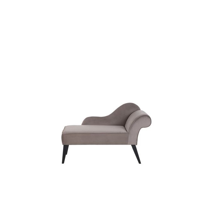 Beliani - Beliani Mini chaise longue en velours taupe côté droit BIARRITZ - gris et marron - Biarritz
