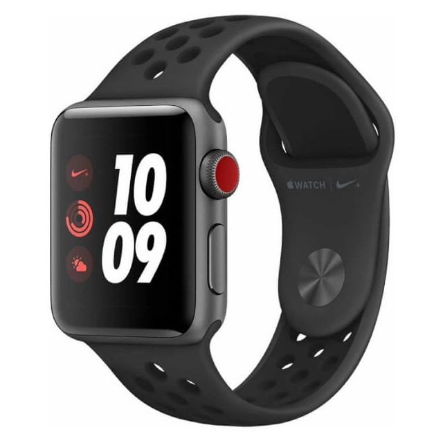 Apple - Apple Watch Series 5 Nike GPS + Celular, boîtier 44mm Aluminium Gris spatial et bracelet sportif anthracite/noir MX3F2TY/A - Occasions Apple Watch