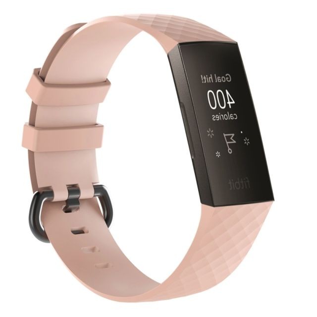 Wewoo - Bracelet montre en silicone à motif de diamants pour Fitbit Charge 3 (rose pâle) Wewoo  - Bracelet connecté