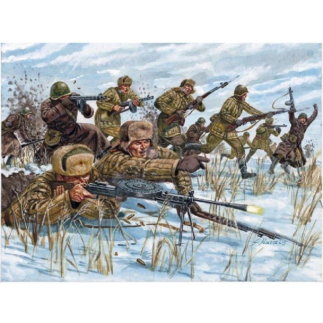 Italeri - Figurines 2ème Guerre Mondiale : Infanterie Russe tenue hivernale Italeri - Bonnes affaires Figurines militaires