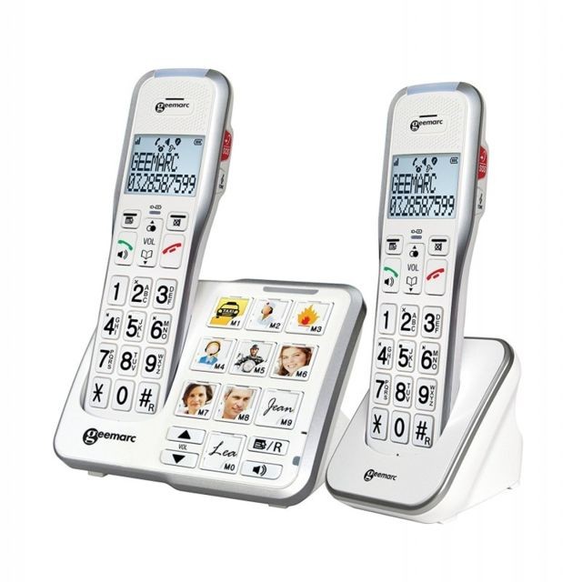 Geemarc - Téléphones à Grosses touches Blanc 595-2 Photo - Téléphone fixe Duo