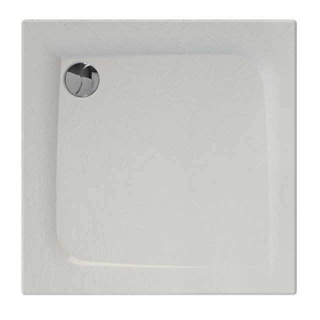 Allibert - Receveur de douche carré effet pierre Mooneo - L. 80 x l. 80 cm - Blanc - Allibert