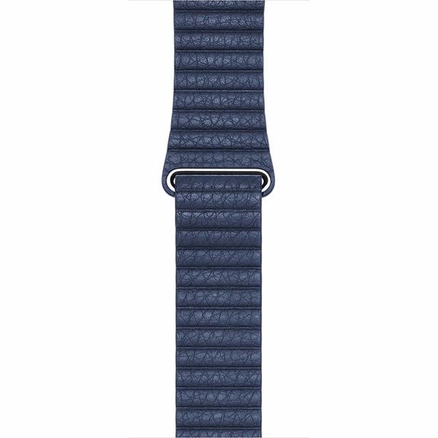 Apple - Bracelet en cuir bleu nuit 42/44 mm - Large - Bracelets Apple Watch Accessoires Apple Watch