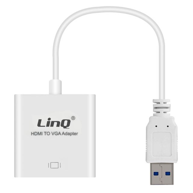 Linq - Adaptateur Vidéo USB 3.0 Mâle vers VGA Femelle 1080P LinQ Blanc Linq  - Câble et Connectique Linq