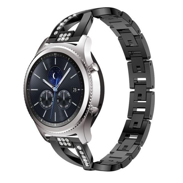 Wewoo - Bracelet pour montre connectée en acier inoxydable massif serti de diamants de Samsung Gear S3 noir Wewoo  - Objets connectés