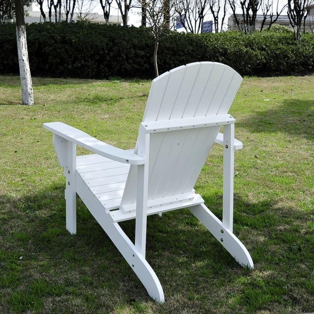 Outsunny Fauteuil de jardin Adirondack chaise longue inclinable en bois 97L x 73l x 93H cm blanc
