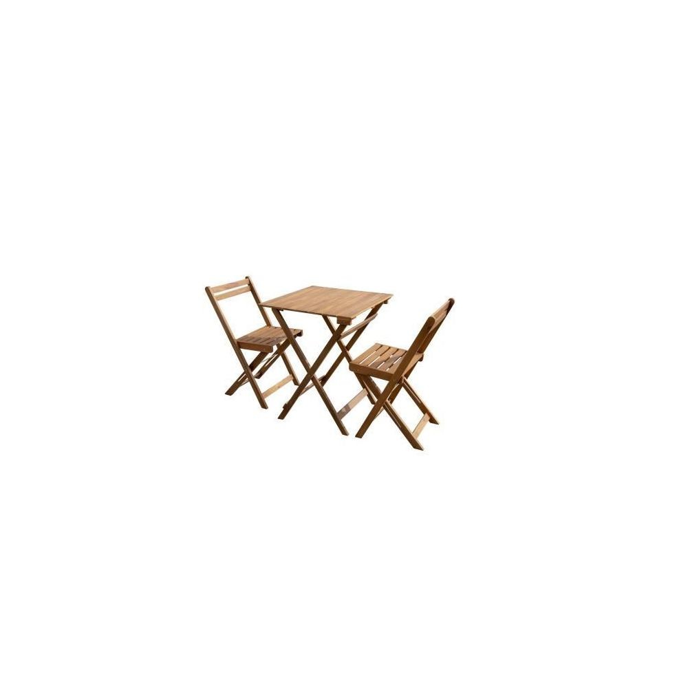 Ensemble table et chaises en bois d´acacia 2 chaises et 1 table salon de jardin 