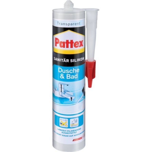 Colle & adhésif Pattex Pattex Silicone sanitaire 300 ml, transparent (Par 12)