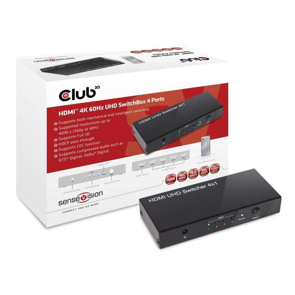 Club 3D CLUB3D HDMI 2.0 UHD SwitchBox 4 Ports