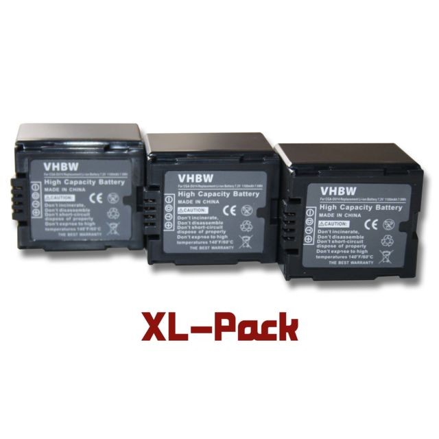 Vhbw - vhbw set de 3 batteries 1100mAh pour caméscope Panasonic VDR-D100, VDR-D150, VDR-D160, VDR-D220, VDR-D250, VDR-D300, VDR-D310, VDR-M30, VDR-M50 Vhbw  - Accessoire Photo et Vidéo