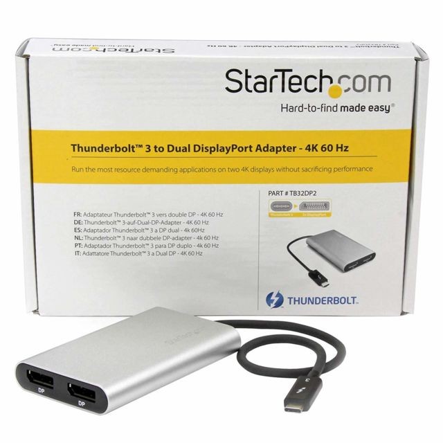 Startech Adaptateur Thunderbolt 3 vers double DisplayPort - 4K 60 Hz - Compatible Mac et Windows