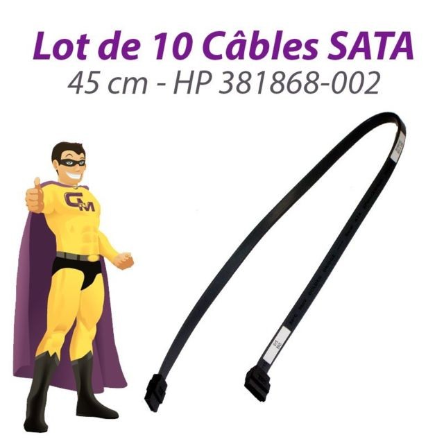 Câble Intégration Hp Lot x10 Câbles SATA HP 381868-002 DC5100S 7100 7700 SFF 5700UT 45cm Gris Foncé