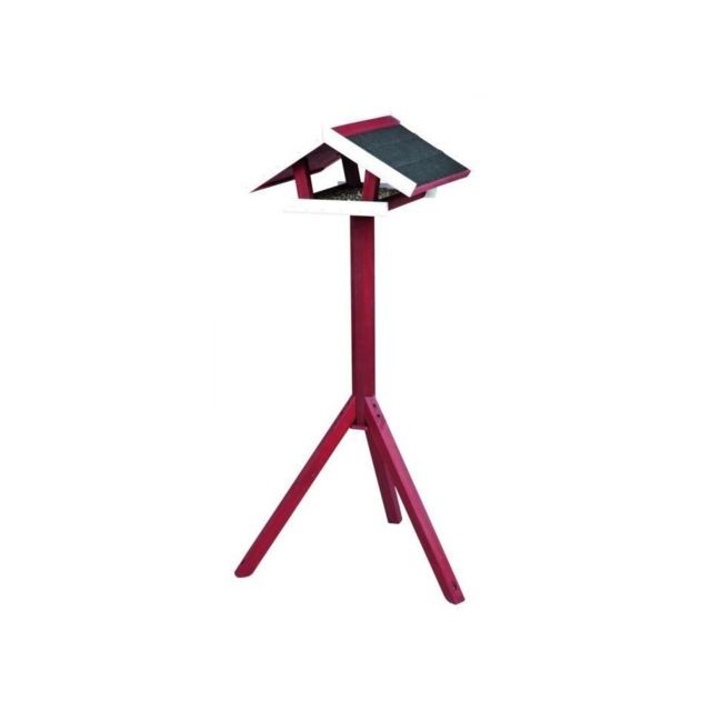 Trixie - NATURA Mangeoire oiseaux avec pied 46 × 22 × 44 cm/1,15 m rouge blanc Trixie  - Nichoir pour oiseaux du ciel