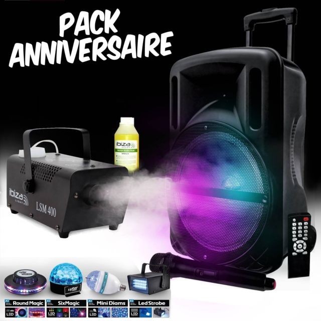 My Deejay - Pack ANNIVERSAIRE Sono Machine à fumée + 4 jeux de lumières DIAMS - My Deejay