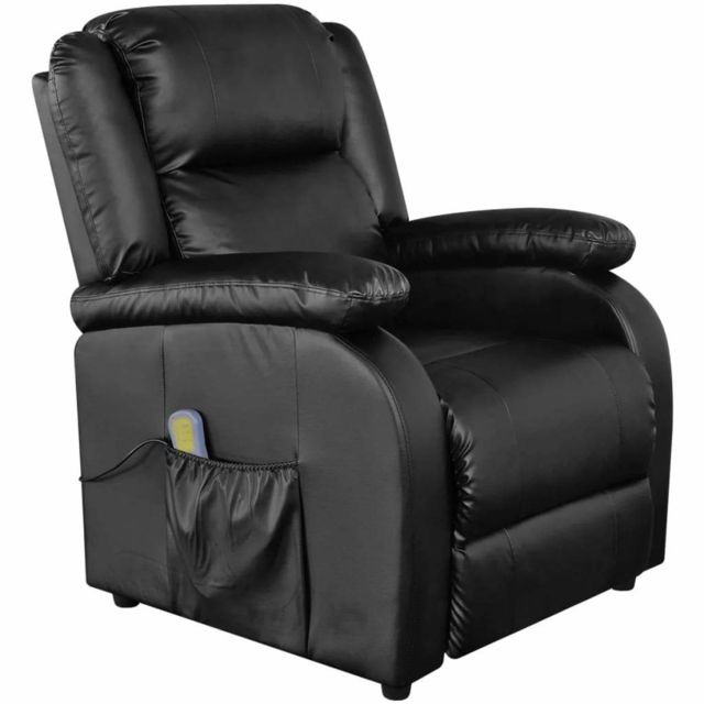 Helloshop26 - Fauteuil de massage confort relaxant massant détente électrique cuir synthétique réglable noir 1702034 - Helloshop26