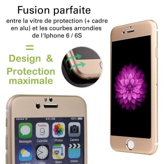Tm Concept iPhone 6 / 6S - Vitre de Protection Titanium - 5 Couleurs Gold
