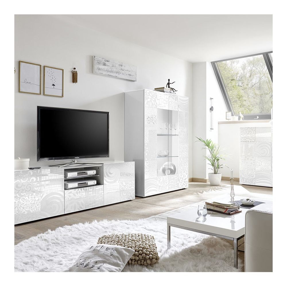 kasalinea grand meuble tv blanc laque design nerina