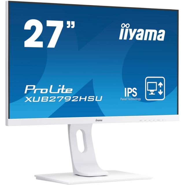 Iiyama - Moniteur IIYAMA 27" dalle IPS 4ms ULTRA MINCE 1920x1080 VGA HDMI DisplayPort Haut-parleurs USB-HUB 2x2.0 BLANC XUB2792HSU-W1 - Ecran PC Iiyama