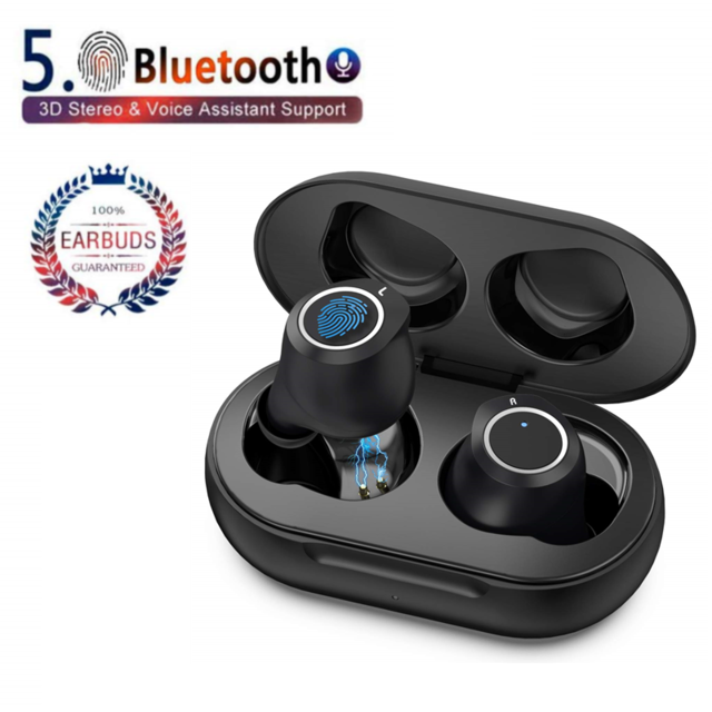 Generic - Écouteurs Bluetooth 5.0 Casque Sans Fil Léger Stéréo TWS 500h Boîtier Sport Audio Stéréo avec Micro,Noir Generic  - Casque Avec réducteur de bruit