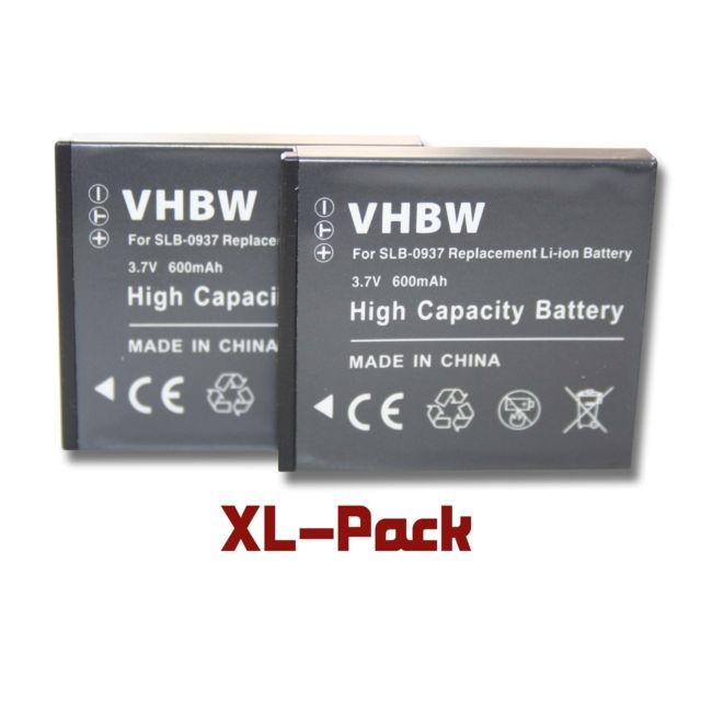 Vhbw - vhbw set de 2 batteries 600mAh pour appareil photo Samsung Digimax L830, NV4, PL10, NV33, L730, CL5, i8, ST10 remplace Samsung SLB-0937 Vhbw  - Batterie Photo & Video